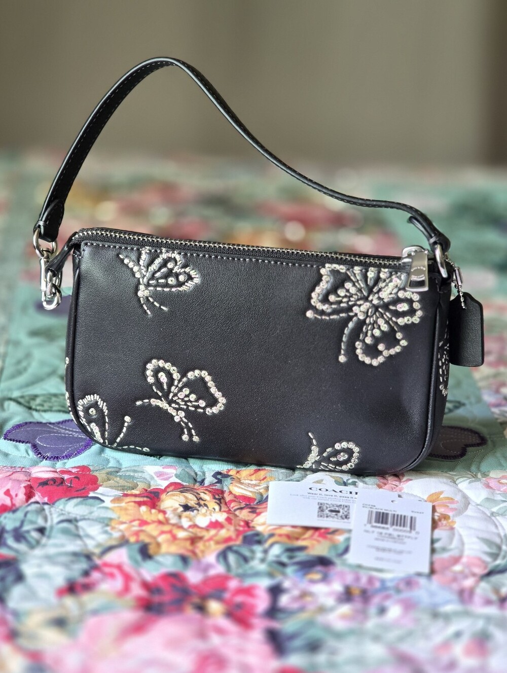 *NWT* COACH Nolita 19 With Sparkly Butterfly Print In Black - Picture 5 of 14
